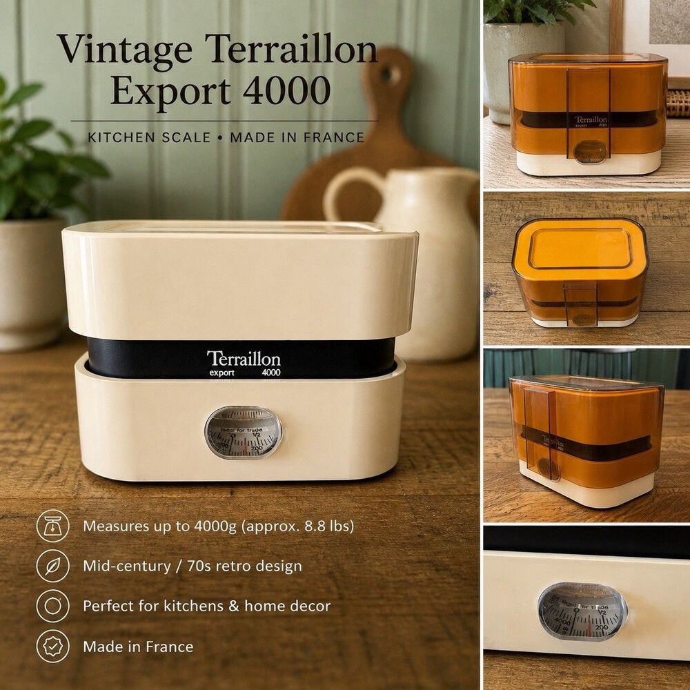 Vintage Terraillon Export 4000 Kitchen Scale Retro Amber France 1970s